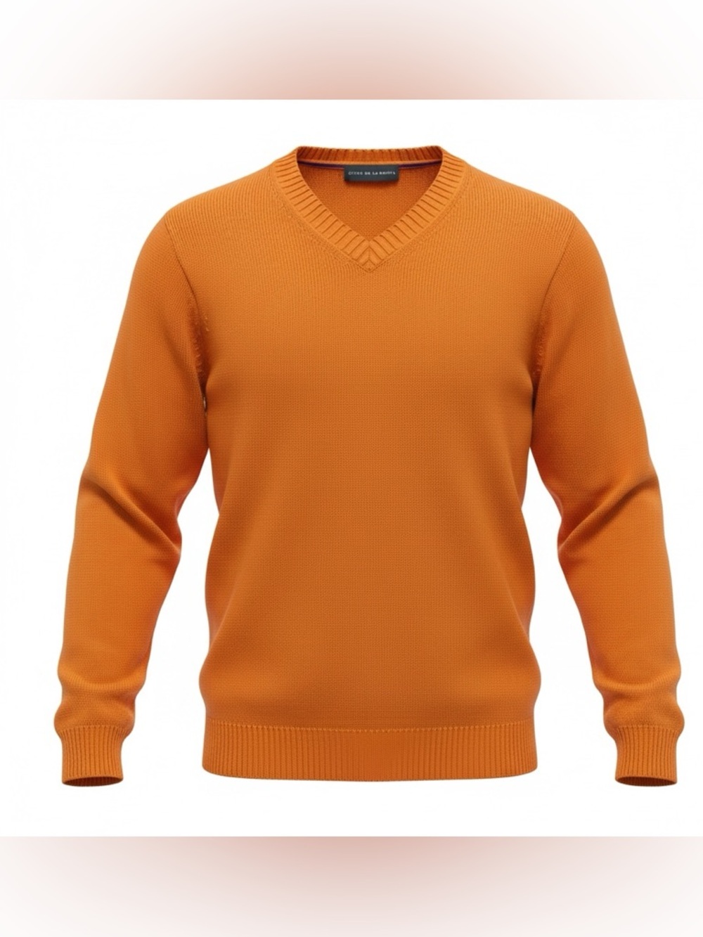 Oscar de la Renta Men's V-Neck Sweater — Bright Orange Size: M